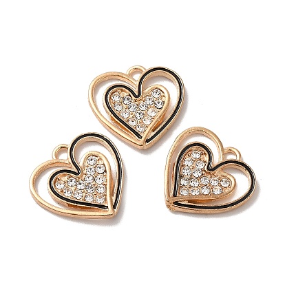 Alloy Rhinestone Pendants, Heart Charms