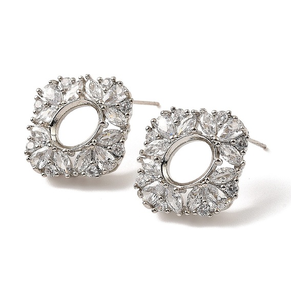 Стойка покрытие латунь с кубическим цирконием серьги-гвоздики находка, без свинца и без кадмия, ромб