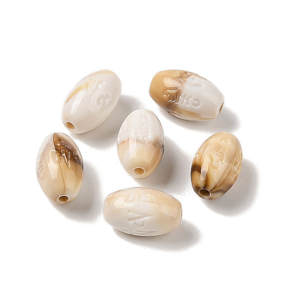 Two Tone Opaque Acrylic Beads, Imitation Gemstone, Oval