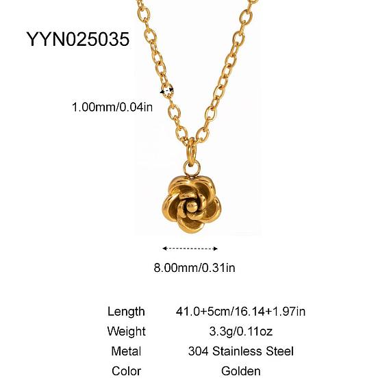 304 женские ожерелья с подвесками в виде роз из нержавеющей стали, золотые