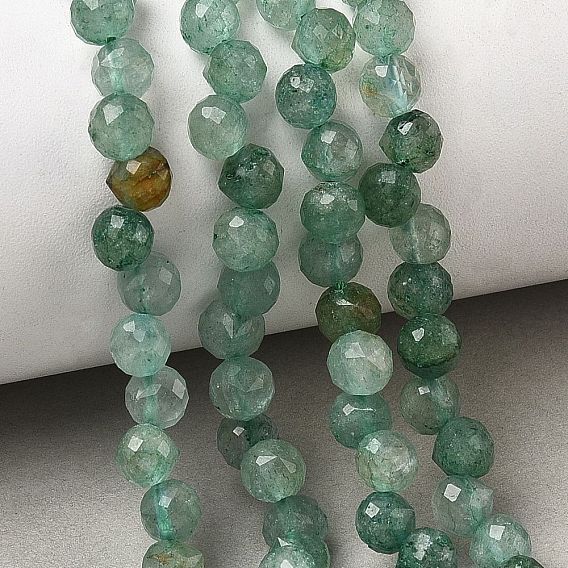 Brins de perles de quartz vert naturel, facette, larme