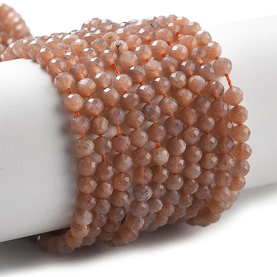 Натуральный Sunstone бисер пряди, граненые, круглые