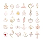 30Pcs 30 Style Light Gold Alloy Enamel Pendants, Mixed Shapes