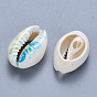 Printed Cowrie Shell Beads, No Hole/Undrilled, Marine Organism Pattern