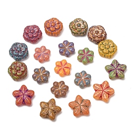 Handmade Lampwork Beads, Flower, Golden Metal Enlaced