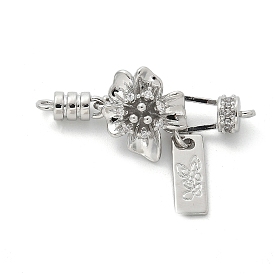 Латунное микропейв, прозрачный кубический цирконий, складные застежки, без кадмия, без никеля и без свинца, цветок