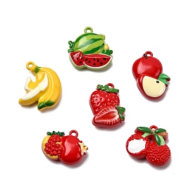 Подвески из цинкового сплава с краской для запекания, фрукты