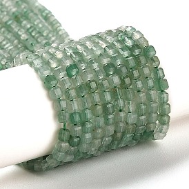 Natural Green Aventurine Beads Strands, Faceted, Square, Grade AA