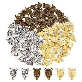 108шт 3 цвета сплав люстра компонент ссылки, 3 Разъемы петли, для изготовления украшений из четок, овал с девственницей и словом н. сеньора де фатина, тема религии