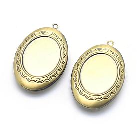 Colgantes medallón de bronce, encantos marco de la foto para los collares, sin cadmio y níque y plomo, oval