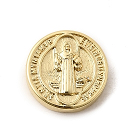 Религиозные латунные бусы, долговечный, стойки покрытие, без свинца и без кадмия, плоский круглый со святым шармом