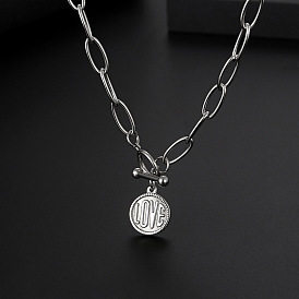 304 Подвески-монеты в виде дисков любви из нержавеющей стали с застежками для женщин и мужчин, не тускнеет