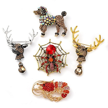 Броши из цинкового сплава со стразами в виде животных