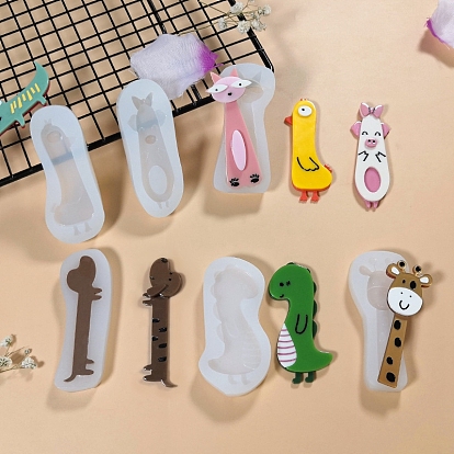 Moldes de silicona de calidad alimentaria para cabujón de pelo, moldes de resina, para resina uv, fabricación artesanal de resina epoxi, patrón de dinosaurio/perro/jirafa/pollito/cerdo/zorro