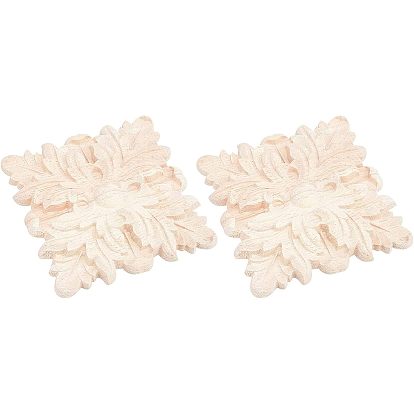 Резная накладка из каучукового дерева с аппликацией, неокрашенная накладка мебель украшения дома, цветок