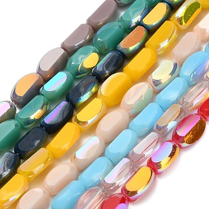 Гальванические стеклянные бусины, овальные, граненые, с половиным покрытием