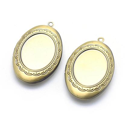 Colgantes medallón de bronce, encantos marco de la foto para los collares, sin cadmio y níque y plomo, oval