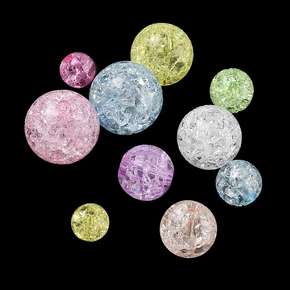 Transparent Crackle Acrylic Beads, Round