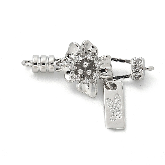 Латунное микропейв, прозрачный кубический цирконий, складные застежки, без кадмия, без никеля и без свинца, цветок