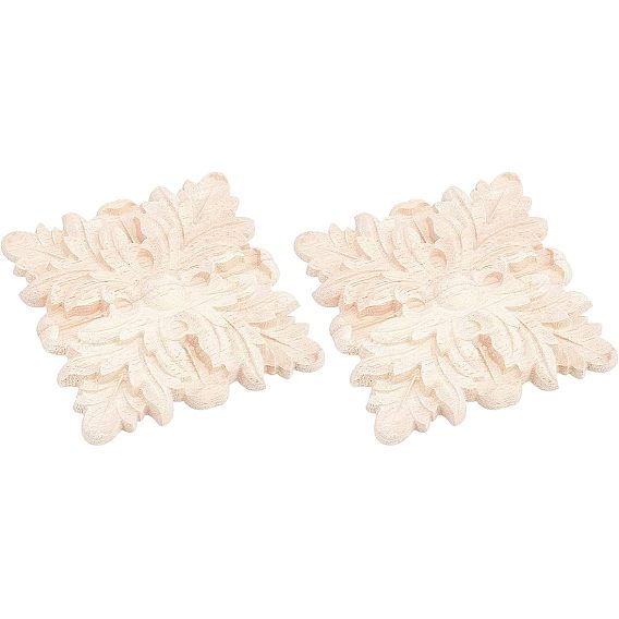 Резная накладка из каучукового дерева с аппликацией, неокрашенная накладка мебель украшения дома, цветок