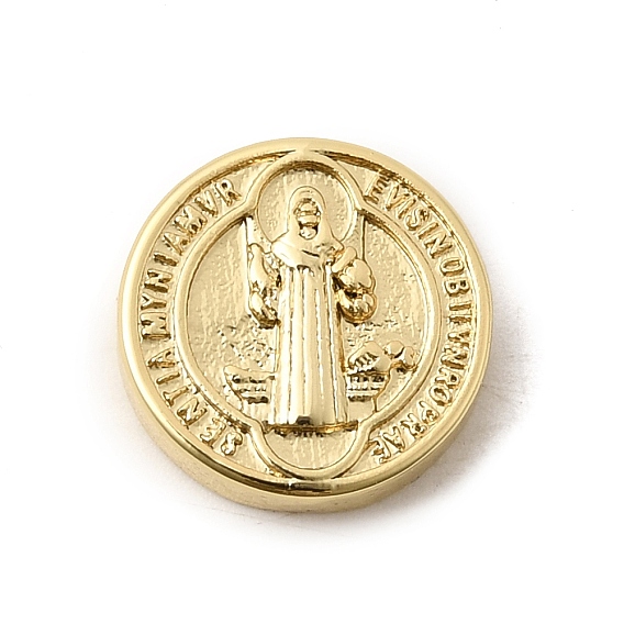 Религиозные латунные бусы, долговечный, стойки покрытие, без свинца и без кадмия, плоский круглый со святым шармом