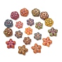 Perles lampwork, perles au chalumeau, faits à la main, fleur, métal doré enlaça