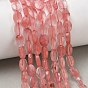 Cerise synthétique perles de verre de quartz brins, facette, Ovale Plat