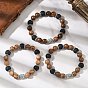 Браслеты из круглых бусин из натурального дерева и вулканического камня, браслеты из сплава с бусинами в виде головы Будды для мужчин и женщин