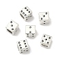 Европейские сплавочные бусины тибетского стиля , игральная кость, бусины с большим отверстием, без кадмия и без свинца, 7.5x7x7 мм, Отверстие : 5 мм , около 751 шт / 1000 г
