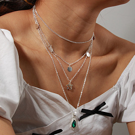 Multi-layered Sensual Collarbone Chain with Water Drop Pendant Necklace for Women