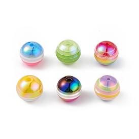 UV Plating Rainbow Iridescent Resin Beads, Round