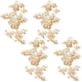 2 пары 3 цветочные полиэстеровые вышитые аппликации для пришивания, с пластиковой пайеткой/пайетками, украшение для свадебного платья своими руками, Cheongsam