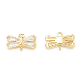 Brass Clear Glass Connector Charms, Bowknot Links