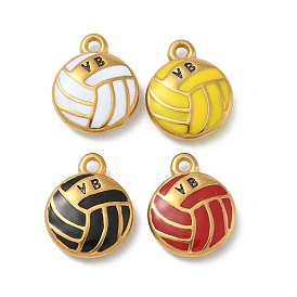 Ионное покрытие (ip) 304 подвески из нержавеющей стали, с эмалью, реальный 18 k позолоченный, волейбольный шарм