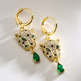 Australian women's leopard pendant earrings style niche copper plated 18K gold personalized earrings