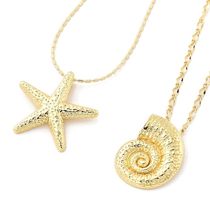 Латунные ожерелья с подвесками в виде морских звезд, реальный 18 k позолоченный
