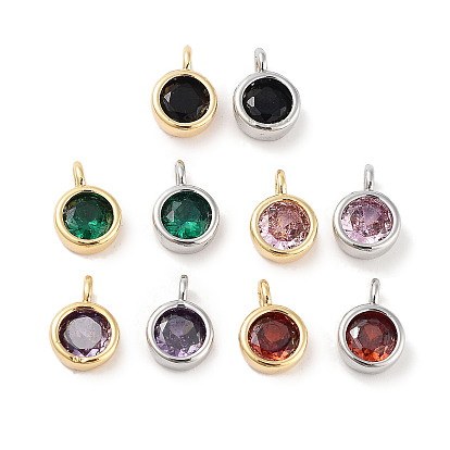 Латунные микро проложить кубического циркония прелести, без кадмия, без никеля и без свинца, плоско-круглые