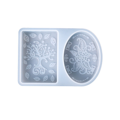DIY Candle Silicone Molds, Resin Casting Molds, For UV Resin, Epoxy Resin Jewelry Making, Oval & Rectangle with Flower Pattern