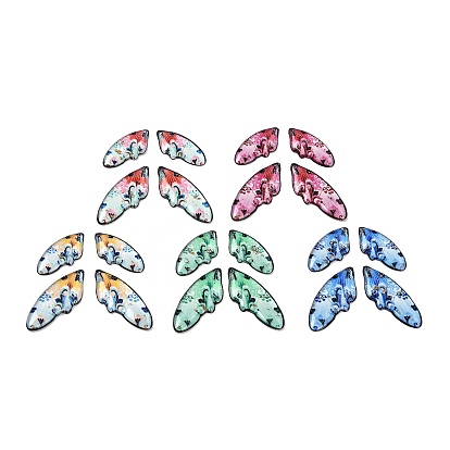 4 шт 4 стили прозрачные подвески из эпоксидной смолы, крыло, с пайетками и золотой фольгой