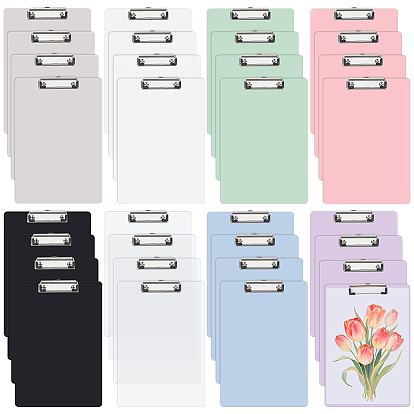 32шт. 8 цвета прямоугольные пластиковые планшеты для записей из полипропилена, доска для письма с железными зажимами, платина