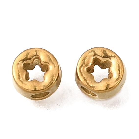 304 из нержавеющей стали разделительные бусины, ионное покрытие (ip), плоский круглый с полым цветком