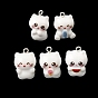 Opaque Resin Pendants, Cat Shape Charm, with Platinum Iron Loops