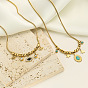 Real Gold Plated Roman Turquoise Pendant Stainless Steel Necklace for Women