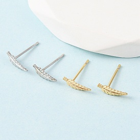 Латунь серьги, перо