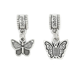 Rack Plating Brass European Dangle Charms, Butterfly Large Hole Pendants, Lead Free & Cadmium Free