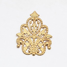 Brass Flower Filigree Findings, 49x35x1mm