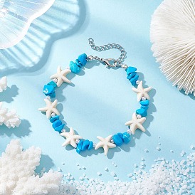 Браслеты из искусственного жемчуга и синтетической бирюзы для женщин, морская звезда