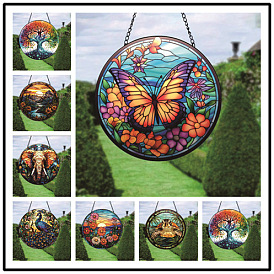 Colorful Butterfly Pendant Flower Wreath Wall Decoration High-end Accessories