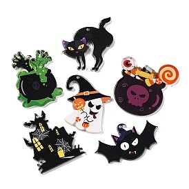 Halloween Theme Acrylic Pendants, Mixed Shapes