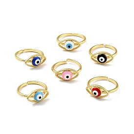 Enamel Horse Eye Open Cuff Ring, Gold Plated Brass Jewelry for Women, Cadmium Free & Lead Free